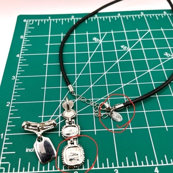 Lia Sofia black leather necklace silver pendant or Colorful Pendant Sliders - Picture 8 of 10